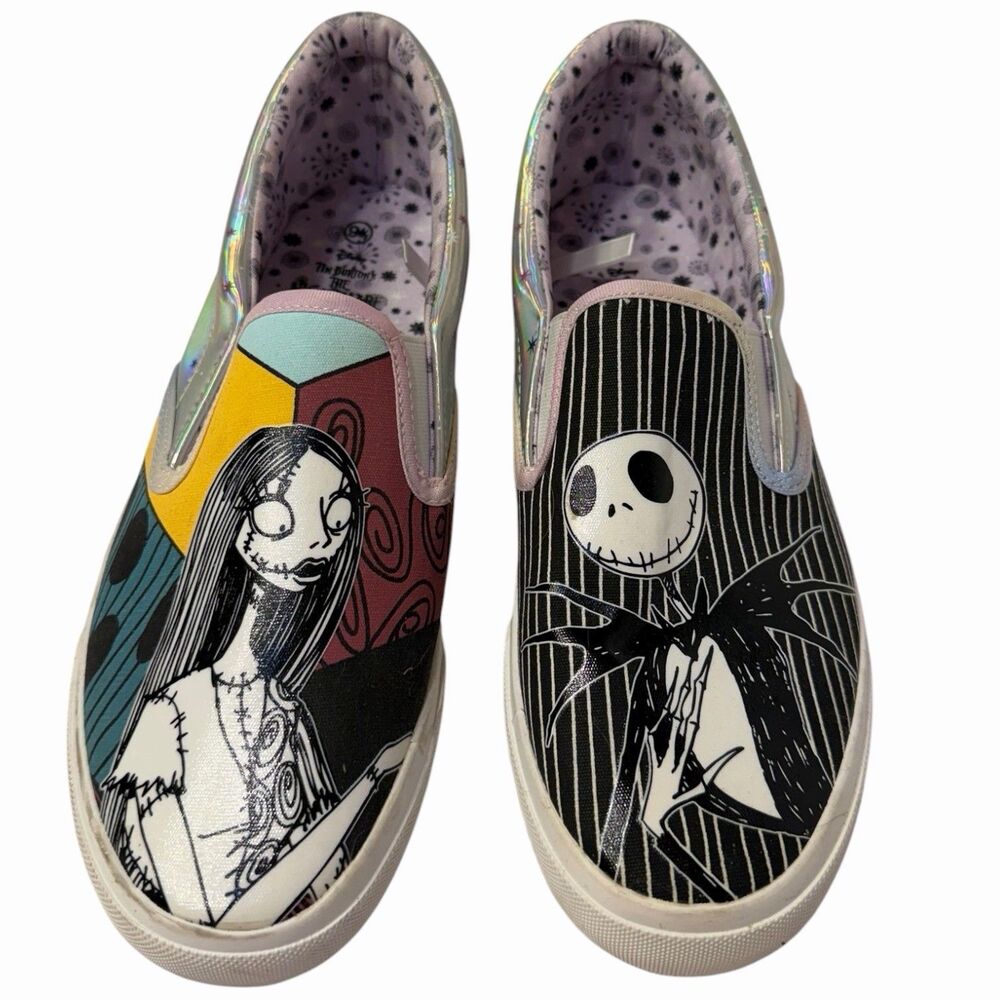 Nightmare Before Christmas Disney Shoes Womens 9.5 Jack Sally Slip On Iridescent